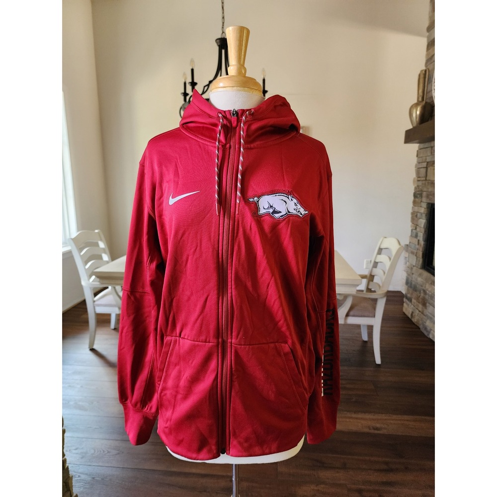 Nike Arkansas‎ Razorbacks Therma-FIT Full Zip Hoodie Mens Small Red